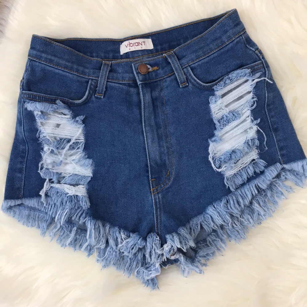 Hot Miami Styles High Waisted Denim Shorts